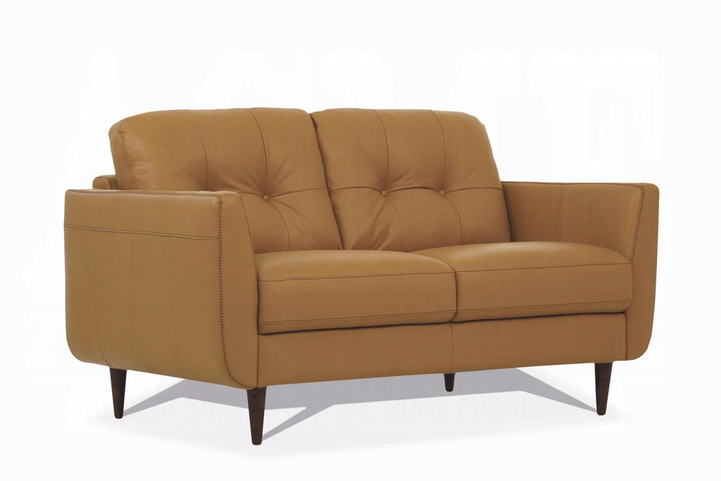 Radwan Camel Leather Loveseat