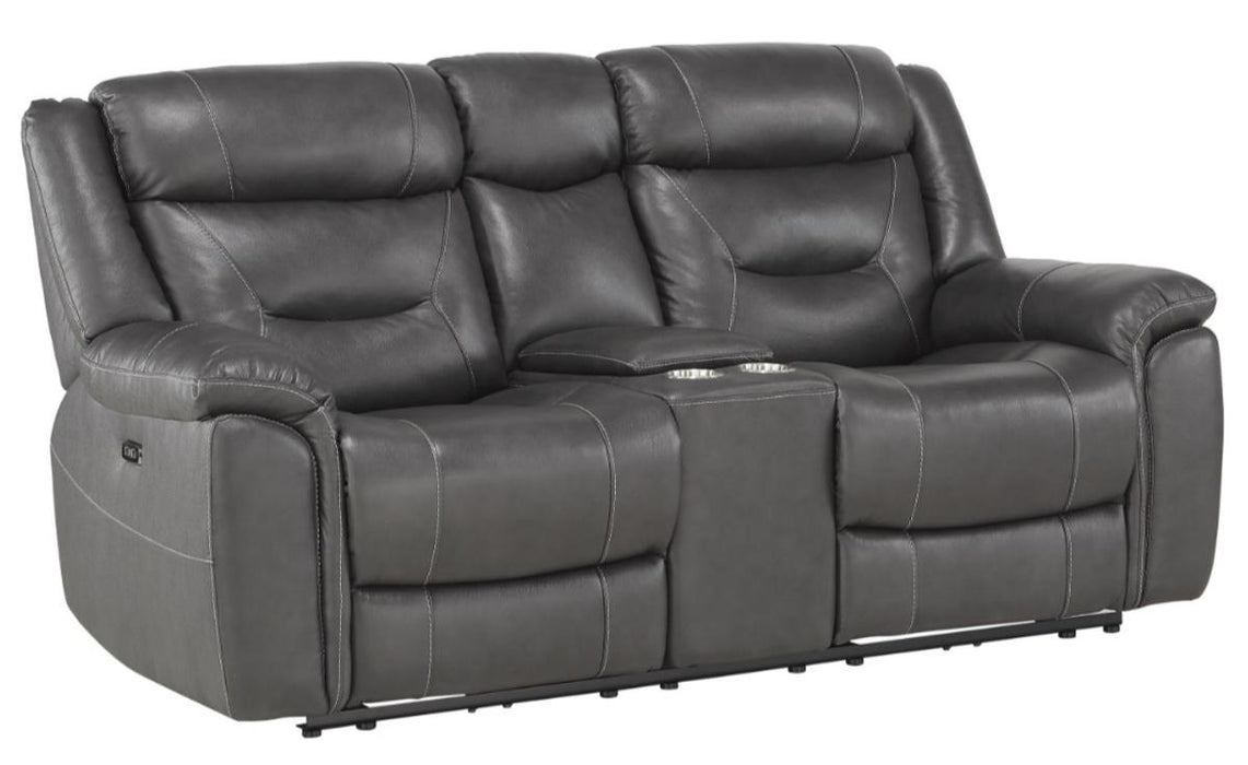 Danio Power Double Reclining Loveseat with Power Headrests in Dark Gray 9528DGY-2PWH