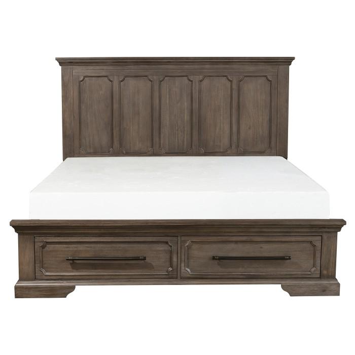 Taulon Queen Platform Bed with Footboard Storage in Dark Oak 5438-1* image