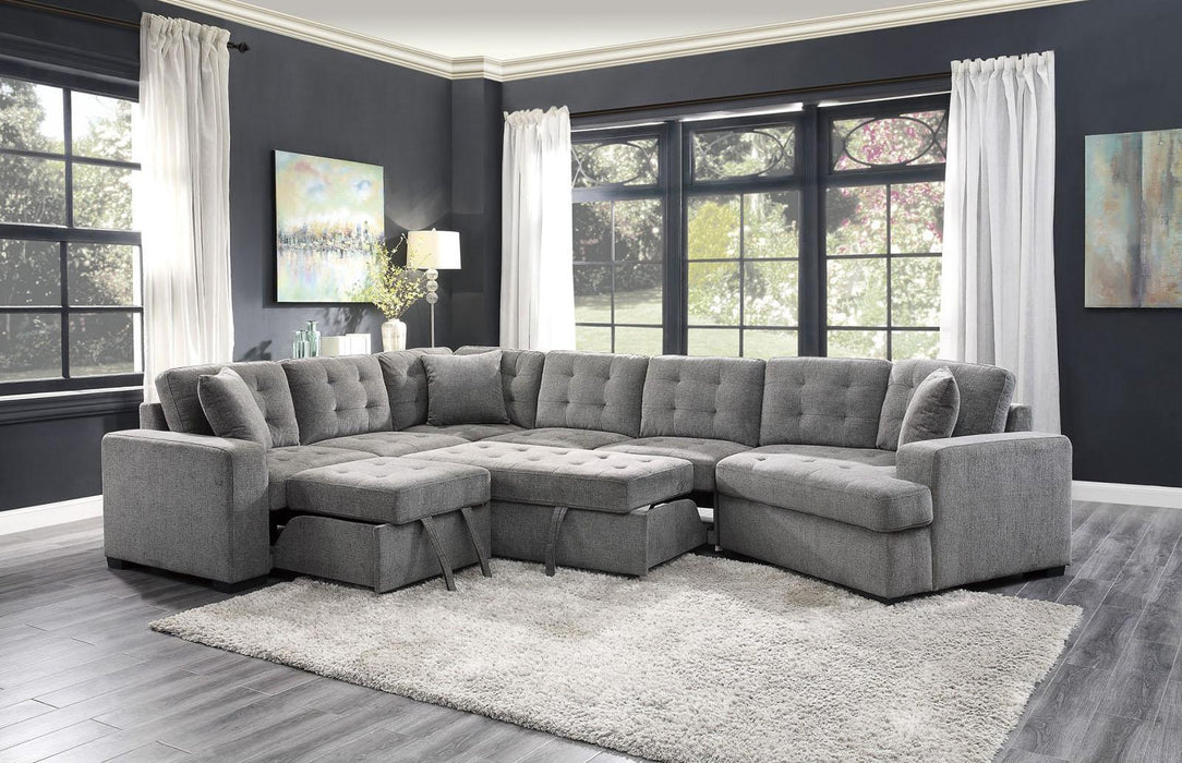 Logansport Armless 2-Seater with Pull-out Bed in Gray 9401GRY-2A