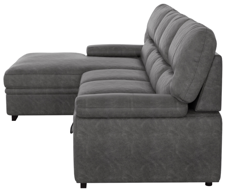 Michigan Sectional with Pull Out Bed and Left Chaise in Dark Gray