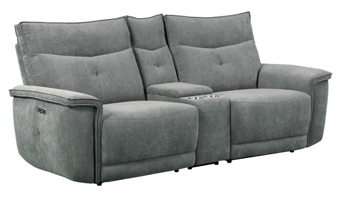 Tesoro Power Double Reclining Loveseat in Dark Gray