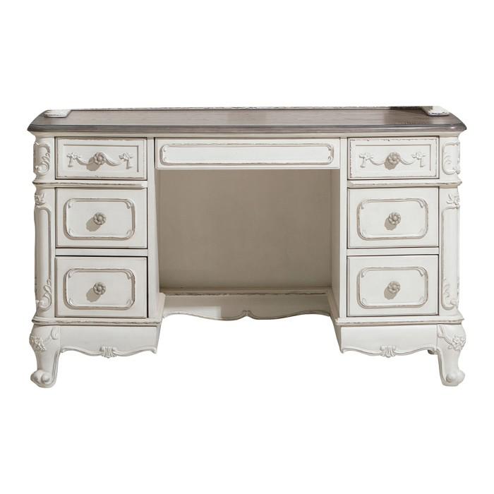 Cinderella Writing Desk in Antique White with Grey Rub-Through image